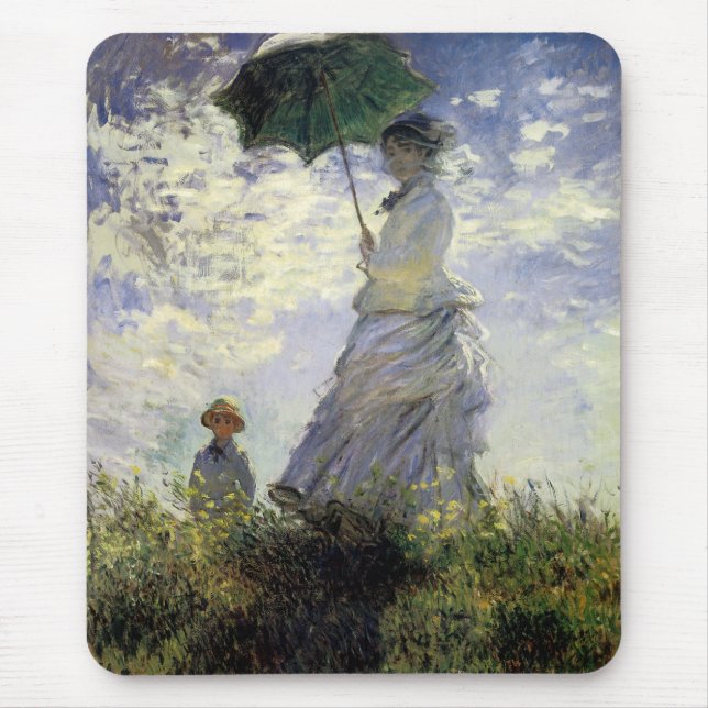 Alfombrilla De Ratón Mujeres con Parasol ~ Madame Monet con su hijo (Frente)