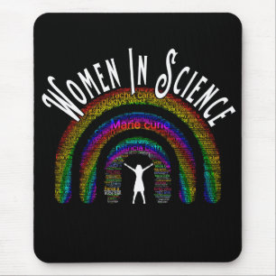 Alfombrilla De Ratón Mujeres En Ciencia Rainbow Word Fill Design