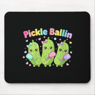 Alfombrilla De Ratón Mujeres jugando pickle ballin divertido cartoon pi