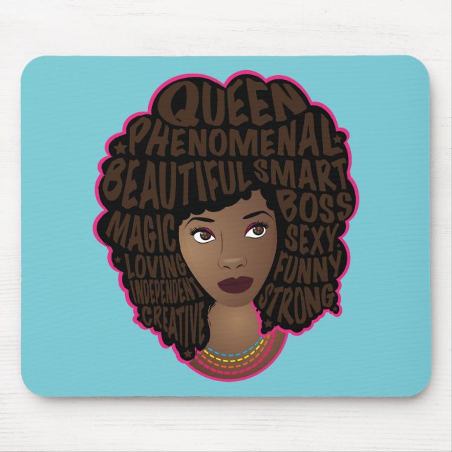 Alfombrilla De Ratón Mujeres motivadoras negras, azules (Frente)