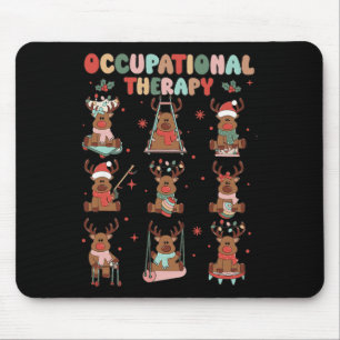 Alfombrilla De Ratón Mujeres Navidades de terapia ocupacional retro ren