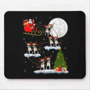 Alfombrilla De Ratón Mujeres Perro Boston Terrier Santa Trineo Volando 