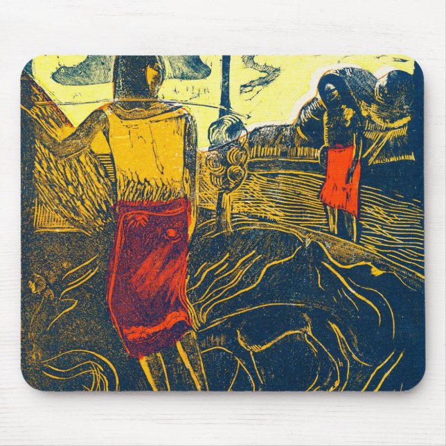 Alfombrilla De Ratón Mujeres y perros tahitianos, Gauguin (Frente)