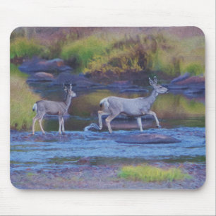 Alfombrilla De Ratón Mule Deer Doe y Fawn