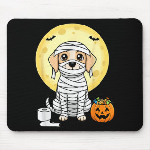 Alfombrilla De Ratón Mummy Perrito Lindo Halloween Luna Llena Cachorro