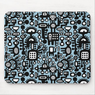 Alfombrilla De Ratón Mundo de Mechanoid - Negro y Blanco con el azul de