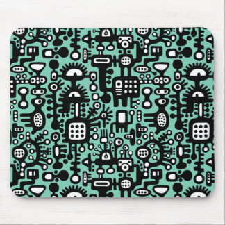 Alfombrilla De Ratón Mundo mecanoico - Negro y blanco con verde claro