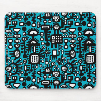 Alfombrilla De Ratón Mundo Mechanoide - Negro y Blanco con Aqua Blue