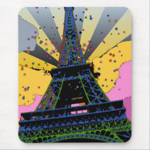 Alfombrilla De Ratón Mundo psicodélico: Torre Eiffel, París Francia A1