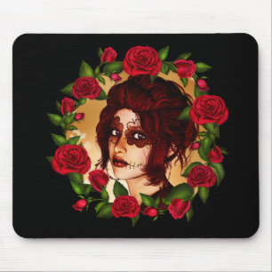 Alfombrilla De Ratón Muñeca azucarera de rosas rojas