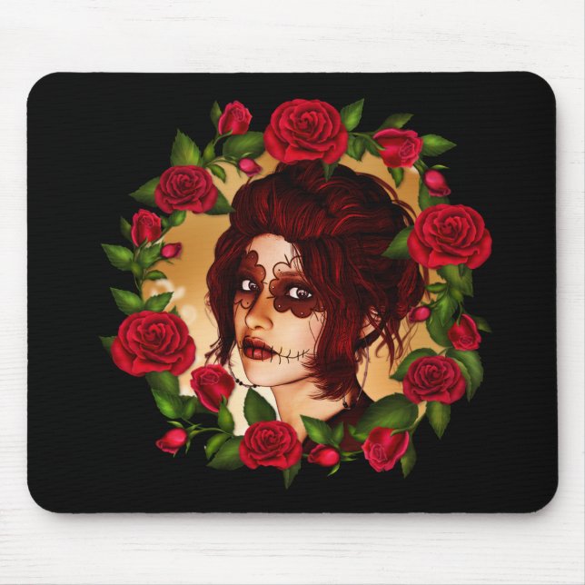 Alfombrilla De Ratón Muñeca azucarera de rosas rojas (Frente)