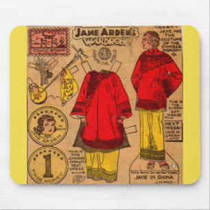 Alfombrilla De Ratón Muñeca de papel Jane Arden con ropa china de los a