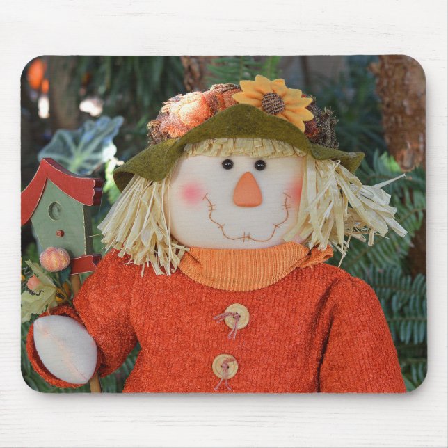 Alfombrilla De Ratón Muñeca del espantapájaros del otoño (Frente)