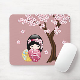 Alfombrilla De Ratón Muñeca Kokeshi de Primavera - Geisha Japonesa Ador