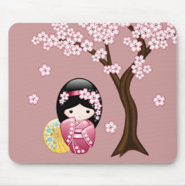 Alfombrilla De Ratón Muñeca Kokeshi de Primavera - Geisha Japonesa Ador