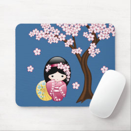 Alfombrilla De Ratón Muñeca Kokeshi de primavera - Geisha japonesa suav
