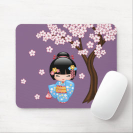 Alfombrilla De Ratón Muñeca Maiko Kokeshi - Geisha con Kimono Azul