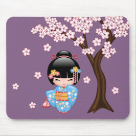 Alfombrilla De Ratón Muñeca Maiko Kokeshi - Geisha con Kimono Azul