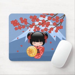 Alfombrilla De Ratón Muñeca roja Sakura Kokeshi - Chica cute Geisha