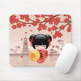 Alfombrilla De Ratón Muñeca roja Sakura Kokeshi - Geisha japonesa
