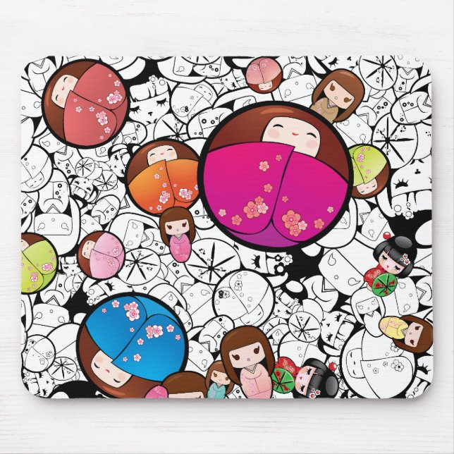 Alfombrilla De Ratón Muñecas de Kokeshi del japonés - Mousepad (Frente)