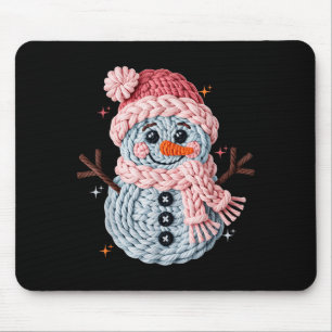 Alfombrilla De Ratón Muñeco de nieve divertido de ganchillo de Navidad 