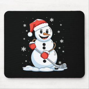 Alfombrilla De Ratón Muñeco de nieve divertido de hockey Navidad jugado