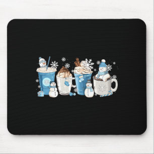 Alfombrilla De Ratón Muñeco de Nieve Divertido Retro Café de Invierno L