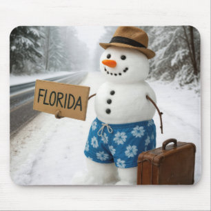 Alfombrilla De Ratón Muñeco de nieve haciendo autostop hacia Florida
