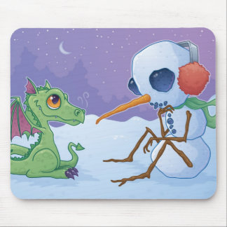 Alfombrilla De Ratón Muñeco de nieve y dragón Mousepad