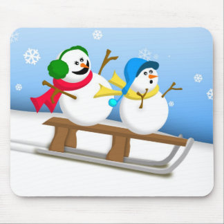 Alfombrilla De Ratón Muñecos de nieve Sledding Mousepad