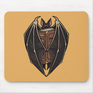 Alfombrilla De Ratón Murciélago gótico leyendo libro de hechizos oscuro