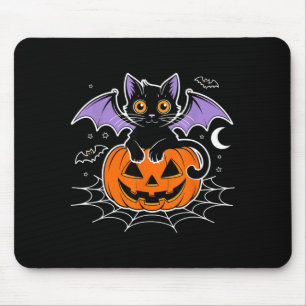 Alfombrilla De Ratón Murciélago Halloween _ Gato Negro Alas de Murciéla