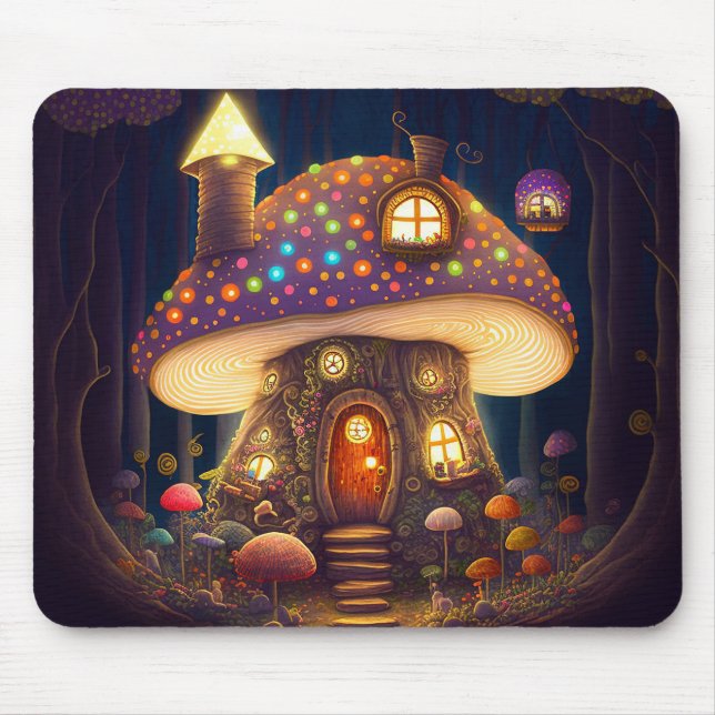 Alfombrilla De Ratón Mushroom House Fantasy Art (Frente)