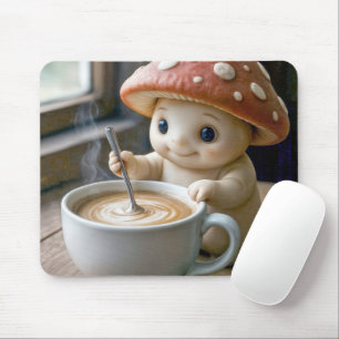 Alfombrilla De Ratón Mushroom Munchkin Stirring Morning Coffee
