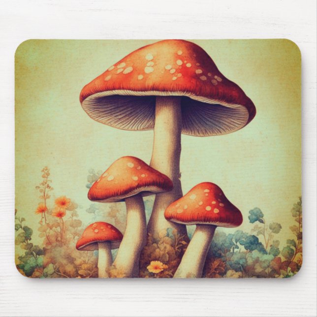 Alfombrilla De Ratón Mushrooms vintage (Frente)