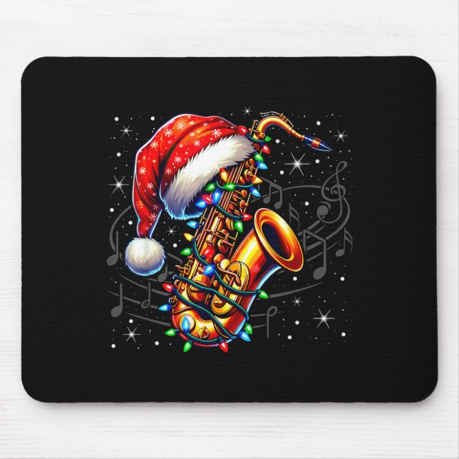 Alfombrilla De Ratón Music Notes Treble Clef Christmas Saxophone Jazz M (Frente)