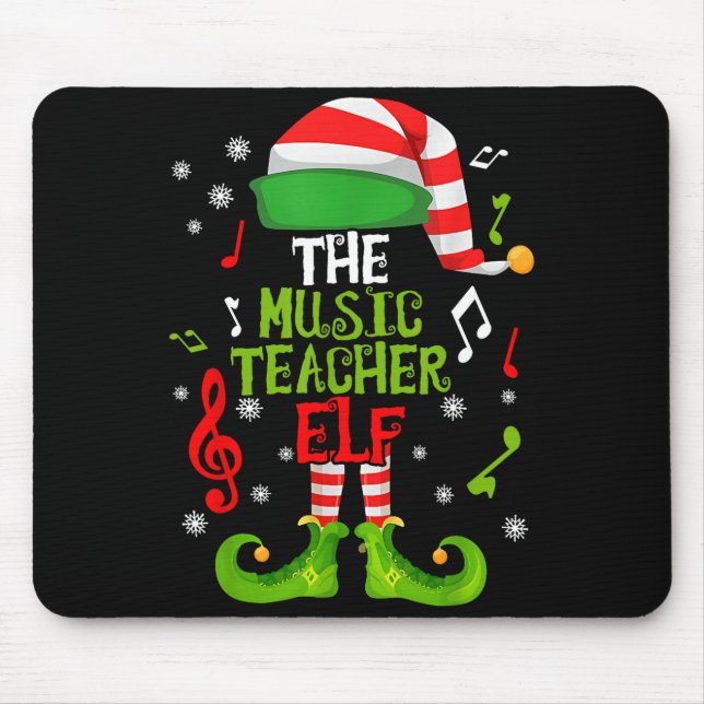 Alfombrilla De Ratón Music Teacher Elf Christmas Family Matching Xmas G (Frente)