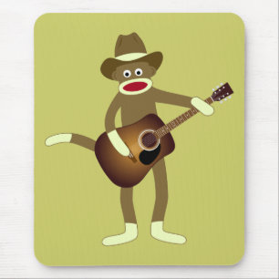 Alfombrilla De Ratón Música country del mono del calcetín