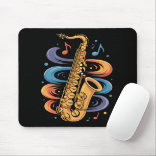Alfombrilla De Ratón Música de Saxofón Colorida Flujo Instrumento de Ja