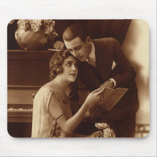 Alfombrilla De Ratón Música Romántica Vintage, Amantes del Amor y la Ro