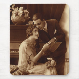 Alfombrilla De Ratón Música Romántica Vintage, Amantes del Amor y la Ro
