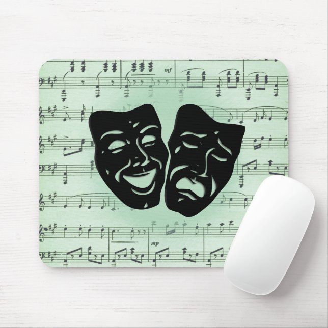 Alfombrilla De Ratón Música verde y teatro Máscaras griegas Tote Bag (Con ratón)