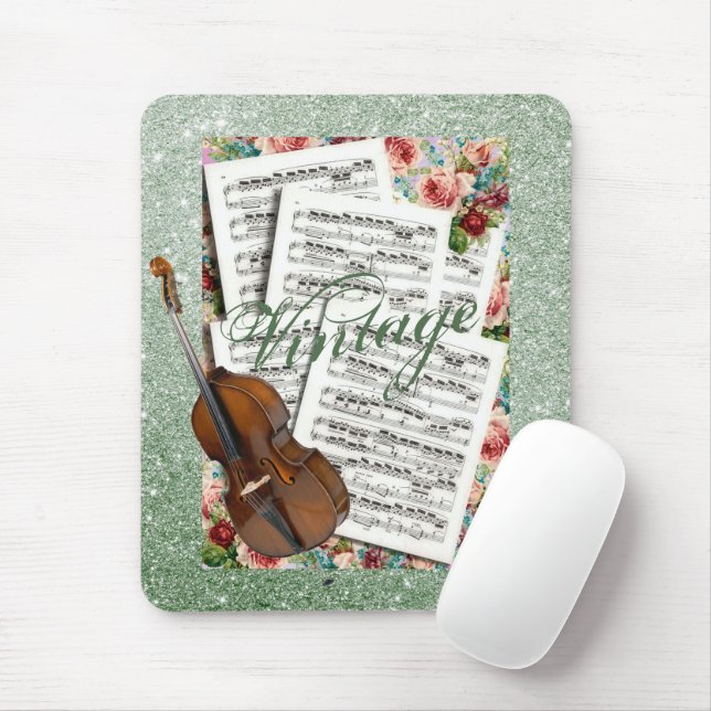 Alfombrilla De Ratón Música y flores antiguas (Con ratón)