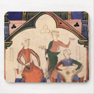 Alfombrilla De Ratón Músicos que juegan castañuelas y un salterio