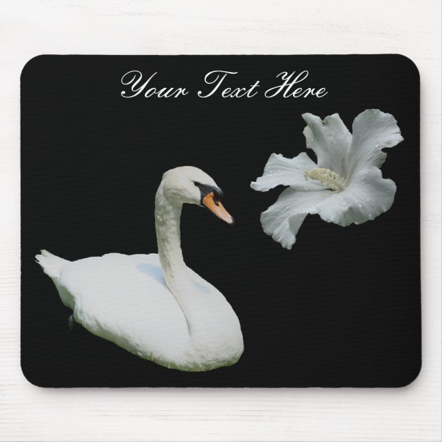 Alfombrilla De Ratón Mussepad De Flor De Hibiscus Cisne Y Blanco (Frente)