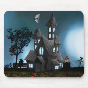 Alfombrilla De Ratón Muy asustada casa de Personalizado de Halloween en