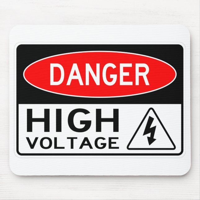 Alfombrilla De Ratón Muy divertido Peligro Rótulo de alta tensión (Frente)