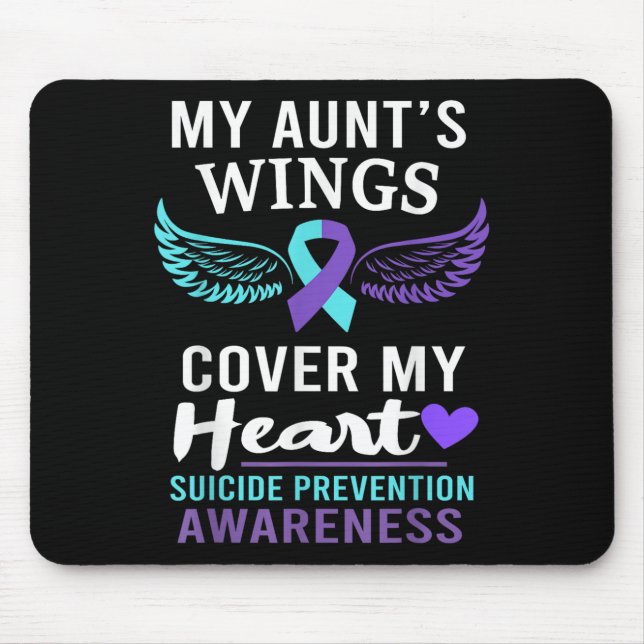Alfombrilla De Ratón My Aunt's Wings Cover Heart Suicide Awareness Ribb (Frente)