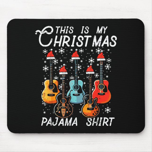 Alfombrilla De Ratón My Christmas Pajama Shirt Guitars Xmas Rock Men Bo (Frente)